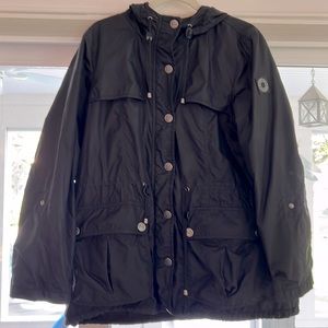 Black hooded Coach rain cargo jacket